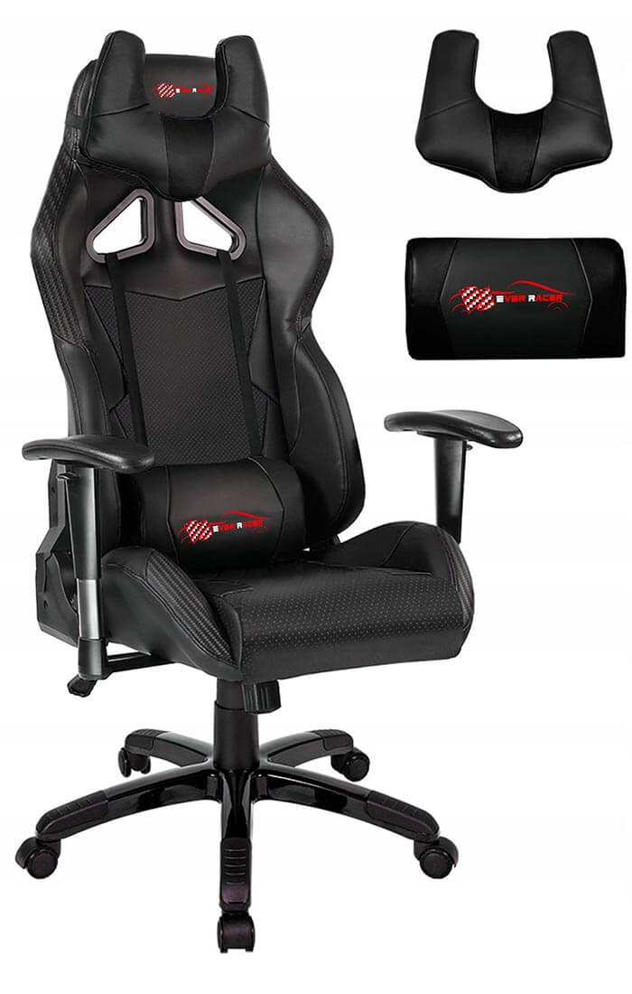 Latest EverRacer Black Carbon Fiber Gaming Office Chair